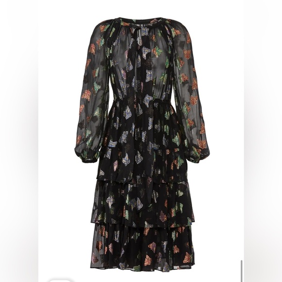 The Kooples Sheer Jumper Dress Black Butterfly Print - Picture 5 of 6